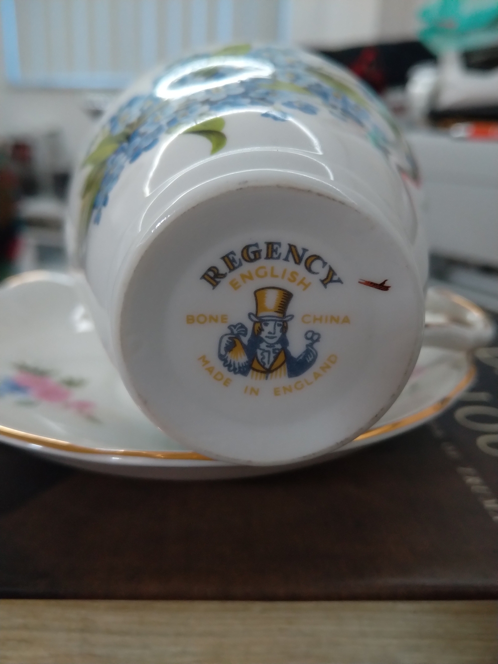 Regency English Bone China Teacup - White with Gold Trim